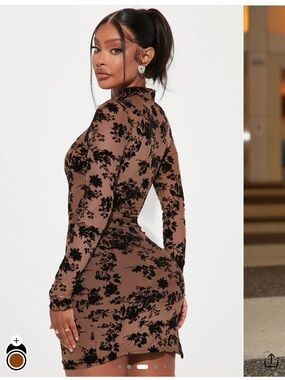 Fashion Nova Raelynn Mesh Mini Dress Brown